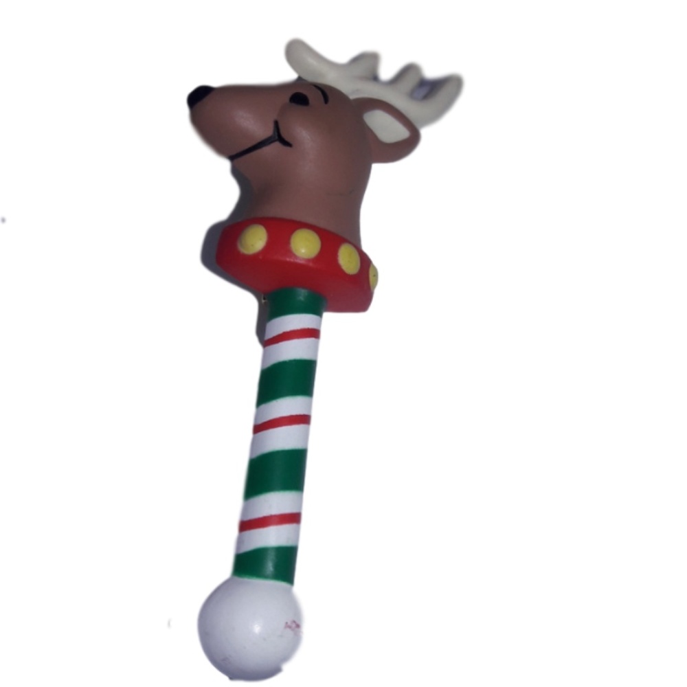 Fun Reindeer on a Christmas Pole Brooch Pin